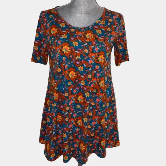 Lularoe Size XXS Multicolor Floral Print Perfect Tee Short Sleeve - Picture 1 of 8